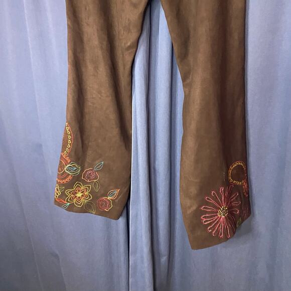 Vintage Y2K Muse Embroidered Faux Suede Wide Leg Pants Size 12 - Picture 6 of 12